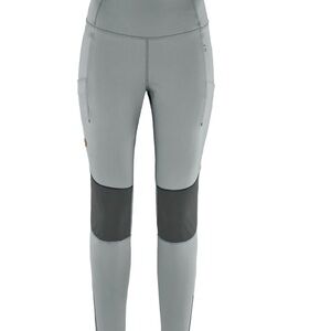 Fjallraven Two-Tone High-Rise Performance Leggings — Light Gray & Dark Gray
